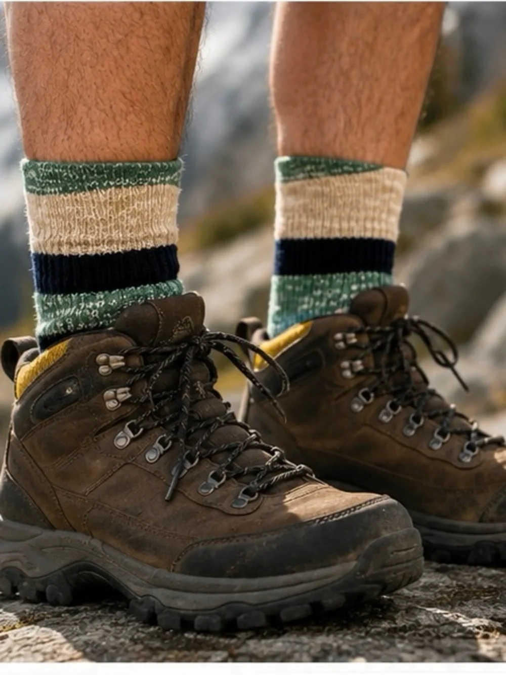 Alpine Design Rag Knit Crew Socks 2 Pair Pack Green, Navy, Yellow Size Medium (M